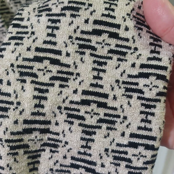 Jones New York Cream/Gold With Black Long Cardigan - Picture 4 of 5